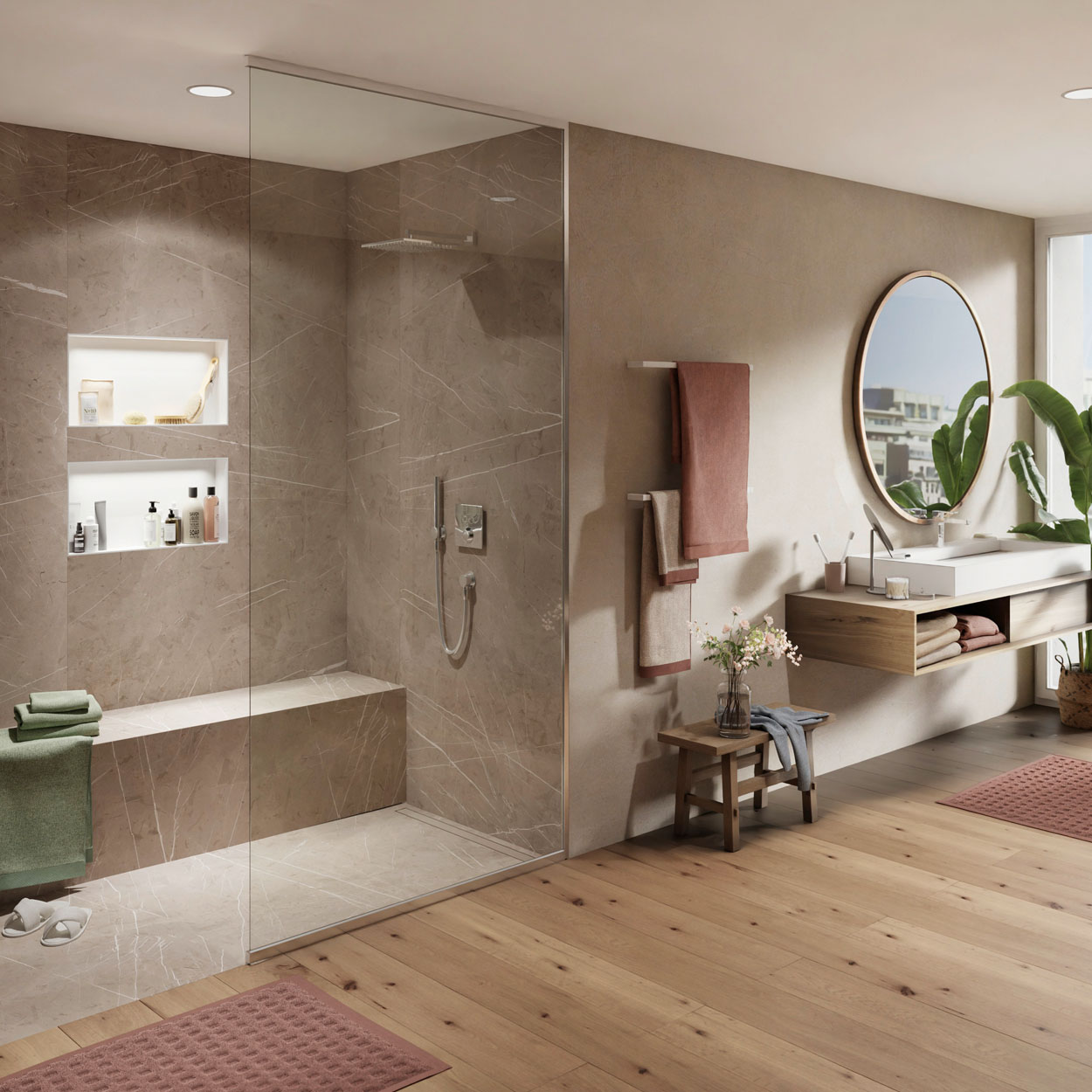 Wedi Top Wall Marble Grau-Beige